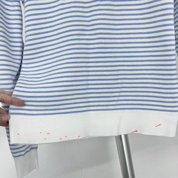 Derek Lam 10 Crosby‎ Blue White Stripe Diagonal Fringe Crewneck Sweater Sz S - Picture 14 of 15